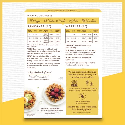 Image of Simple Mills No Added Sugar Pancake & Waffle Mix, Original - Gluten Free, Plant Based, Paleo Friendly, 10 Ounce (Pack of 6)