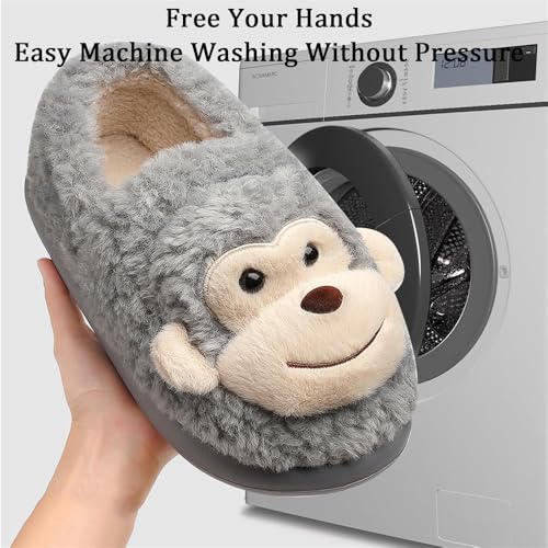 Generic Monkey Slippers, Unisex-Adults, All Ages, Adults, Families, Homeowners, Cartoon Monkey, Beige, Light Brown, Dark Brown, Gray4