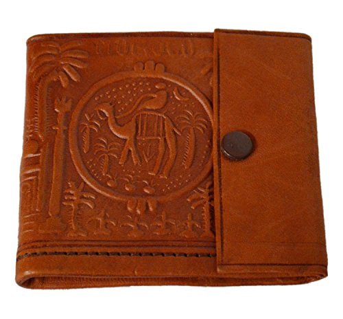 Treasures Of Morocco Moroccan Handmade Wallet Credit Card Leather Coin Change Pocket Small Orange