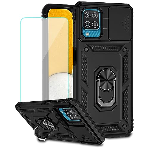 Coque Galaxy A12 5G avec anneau support magnétique 360 et clapet de caméra