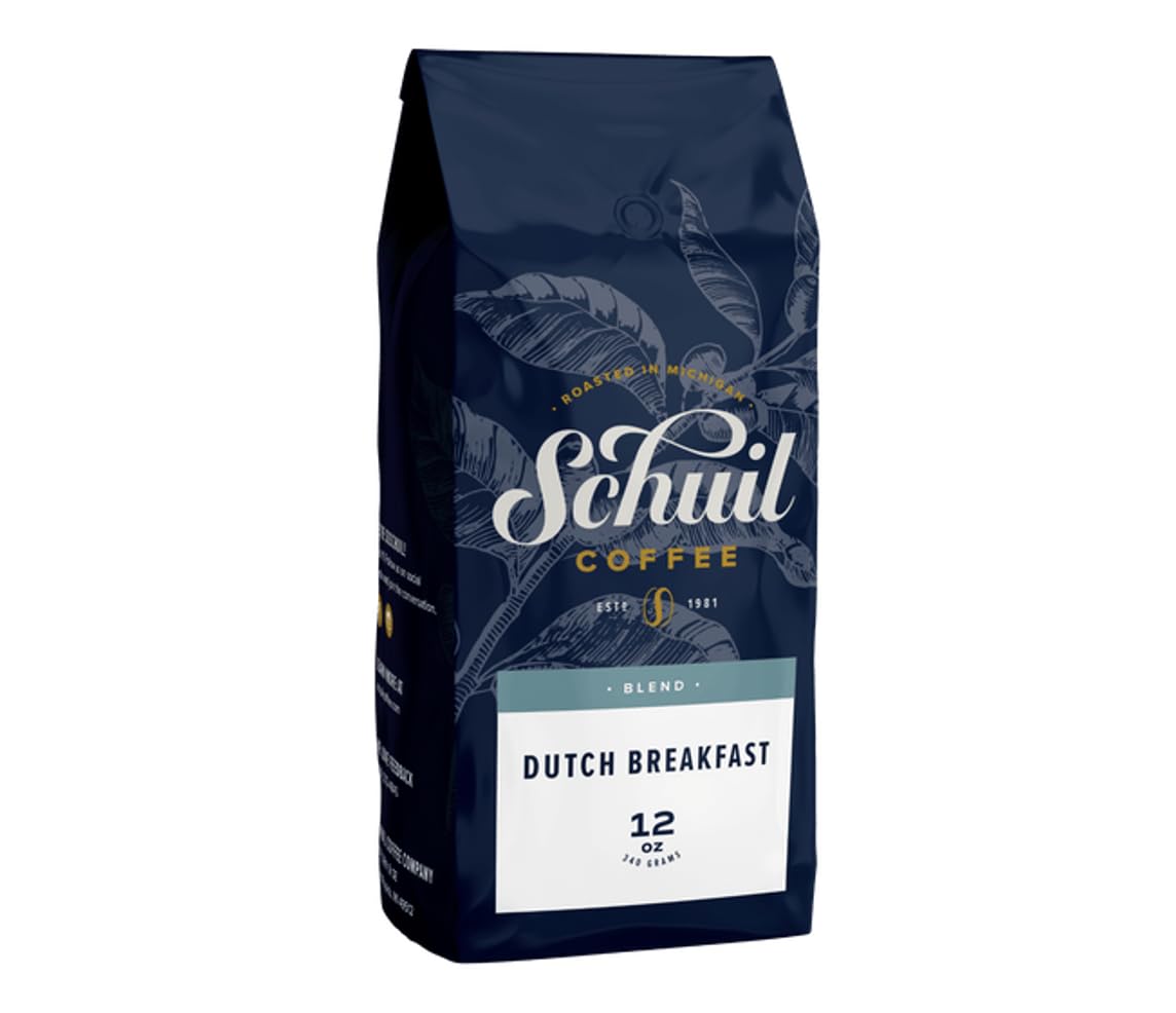 Dutch Breakfast Blend, Schuil Whole Bean Coffee, Fair Trade, Premium Medium Roasted Gourmet Whole Coffee Beans (12 Ounce Bag) - Small Batch Coffee Beans, Smooth and Full Bodied, Medium Roast, Specialty Coffee