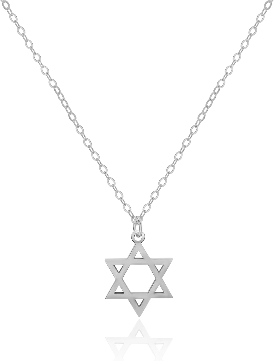 Genuine 925 Sterling Silver 1 cm | Star Of David Necklace for Women | 925 sterling silver necklace| Hexagram Pendant on Cable Chain | Magen David