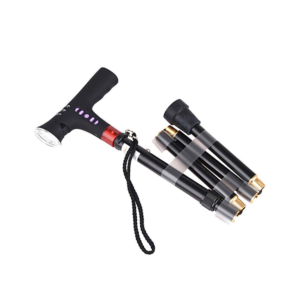 Bastón Plegable para Caminar con luz LED y botón de Alarma, Ligero, Plegable, portátil, Ajustable, para Hombres, Mujeres, Ancianos, muletas Times