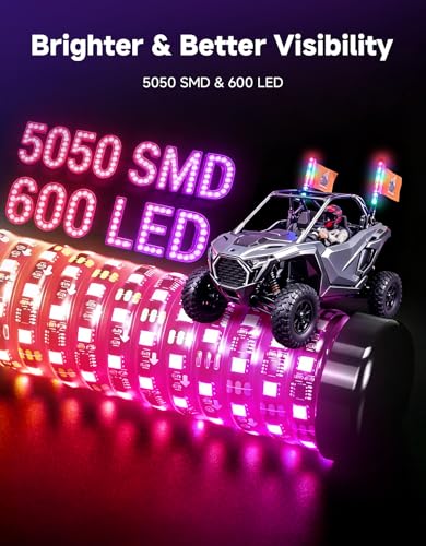 Image of KEMIMOTO 2pc 2ft Fat Whip Lights for Side by Side, Turning Signal Function