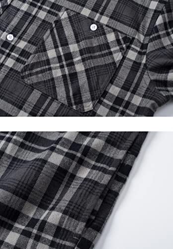 Tacvasen Men's Fashion Hoodies Shirts Casual Flannel Lightweight Cotton Jackets Black Grey M #TOP5