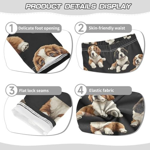 Cute Puppy St Bernard Dogs Girls Leggings Kids Yoga Pants Dance Active Tights 4T3
