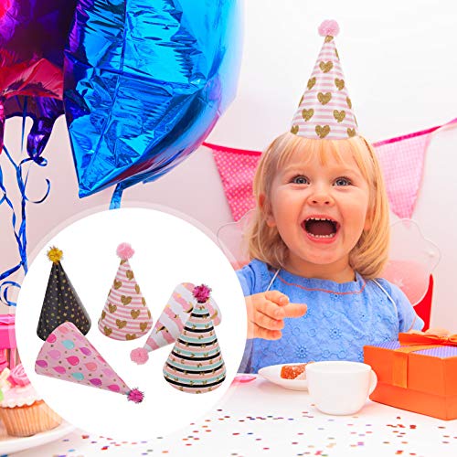 NUOBESTY 5 peças de chapéus coloridos de festa de feliz aniversário com pompons para crianças, fanta