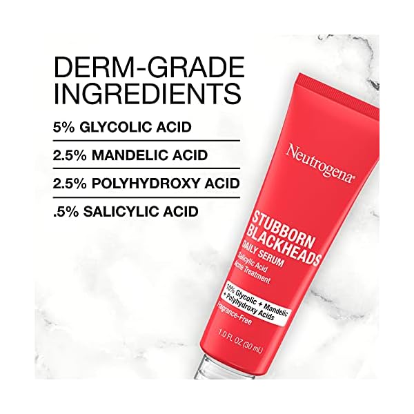 Neutrogena-Stubborn-Blackheads-Daily-Acne-Facial-Serum-with-Salicylic-Glycolic-Polyhydroxy-Mandelic-Acids-Oil-Free-Face-Serum-for-Acne-Prone-Skin-to-Help-Clear-Clogged-Pores-1-fl-oz Neutrogena Stubborn Blackheads Daily Acne Facial Serum with Salicylic, Glycolic, Polyhydroxy & Mandelic Acids, Oil-Free Face Serum for Acne-Prone Skin to Help Clear Clogged Pores, 1 fl. oz