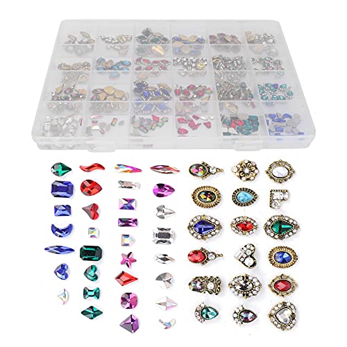 Nagel Strasssteine Kit, Flat Back Strass Nageldekorationen Kit mit Einer Aufbewahrungsbox, Tragbar, Leicht, Bequem…