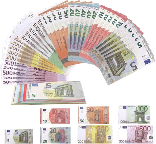 210 Blätter Spielgeld Kaufmannsladen Spielen Deko 7 Verschiedene Werte-5/10/20/50/100/200/500 (je 30 Stück) für Lehrrequisiten Filmrequisiten Zauberei Spielzwecke Party (210 Fotos)