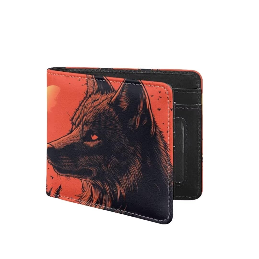 Coldinair Cool Wolf Kids Wallet for Boys with Wallet Card,Novelty Bifold Wallets With Coin Pocket Id Window for Kids, Boys, Teen