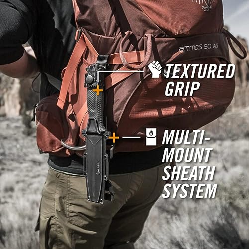 Image of Gerber Gear StrongArm - Fixed-Blade Camping & Hunting Knife with Striking Pommel & Sheath - Premium Survival Gear - Made in USA - Coyote Brown, Serrated Edge