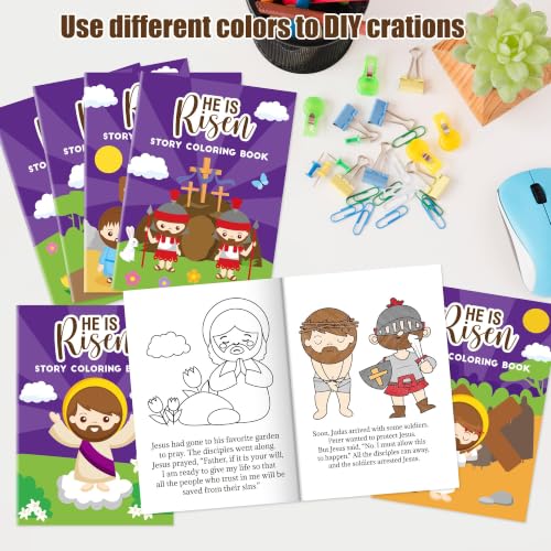 Image of Bulk He is Risen Coloring Books,24Pcs Easter Story Drawing Booklet for Kids