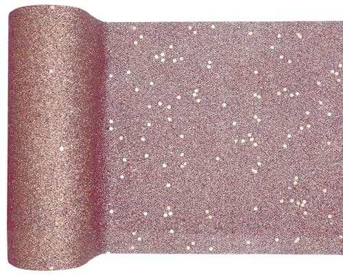 SANTEX 7036-20-20, Ruban de Table Paillettes 18cm x 5m, Rose Gold