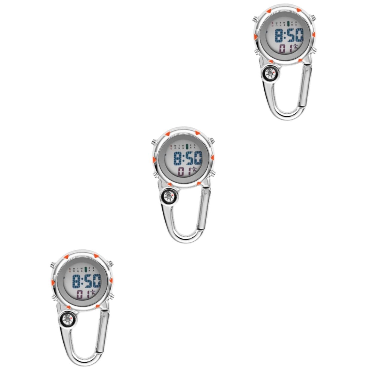 Abaodam Bergsteiger Hakenhangtisch Uhr aus Edelstahl Clip-Quarzuhr Karabiner Uhr auf Outdoor achten Rucksackuhr beim Klettern aufpassen Rostfreier Stahl Orange
