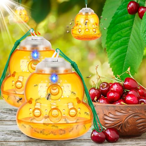 Pestvanish Solar Wasp Trap with Blue LED Light, Non-Toxic Reusable Hornet & Yellow Jacket Catcher...