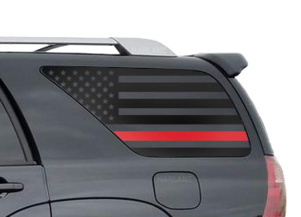 Thin Red Line American Flag Decals for Toyota 4Runner in Matte Black for side windows | Fits 4th Generation 2002-2009 | FR5RA
