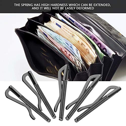 TOPINCN 5Pcs Money Clips, Cash Clamps, Bill Fasteners, Business Card Holder, Electroplated Steel Spring Pinchers with Golden Bronze Black Options for Leather Wallet Cash Check (Black)3