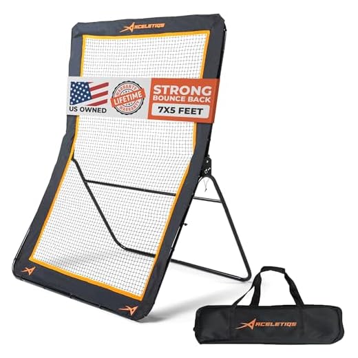 ACELETIQS Lacrosse Rebounder for Backyard 5x7 Feet Baseball Rebounder Practice Vollyball Rebounder - Pitchback, Throwback, Bounce Back Training Wall [Carry Bag Included]