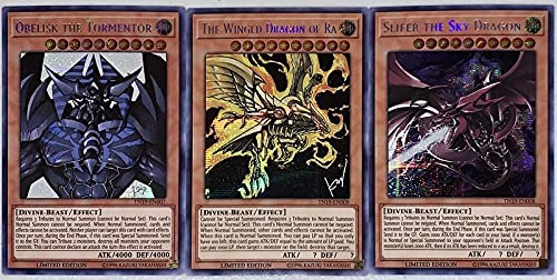 Yugioh All 3 Egyptian God Cards with a Bonus CMB Dice