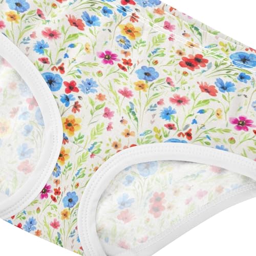 Joisal Watercolor Wildflower Pastel Colors Panties Little Girl Toddlers Underwear Floral Cotton Pattern Underpants Briefs 2t4