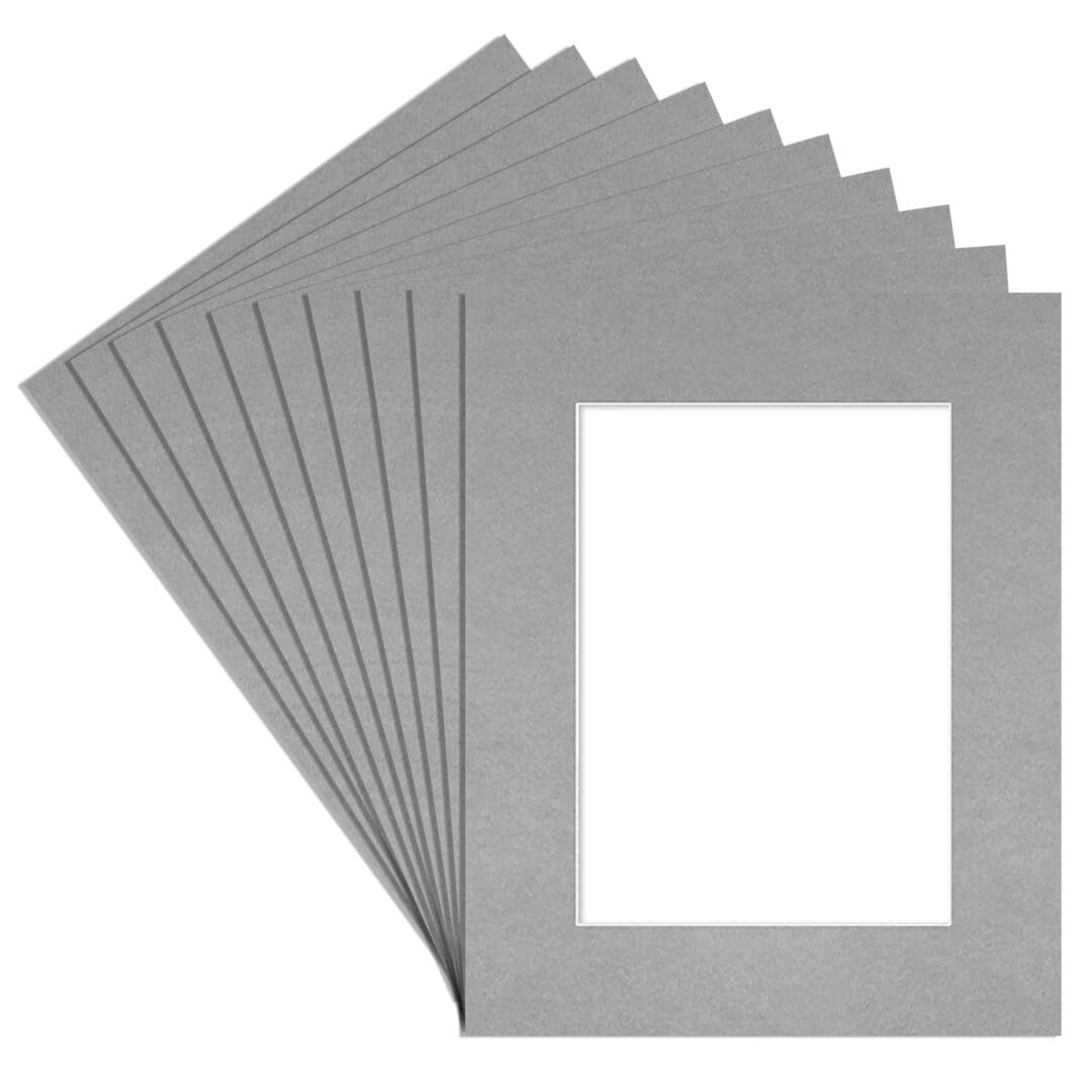 Alison Kingsgate 9X7 Silver Picture Mount for Frames-6X4 Aperture-Pack 10 — image 1