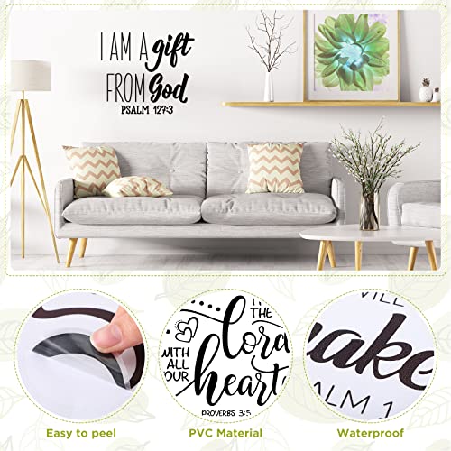 Sabary 12 Pcs Bible Verse Wall Decals Stickers Religious Scripture Wall Art Decor Father Day Gift Inspirational Quote Christian Peel and Stick Motivational Decor for Bedroom Living Room(Stylish Style) by Sabary - Image 2