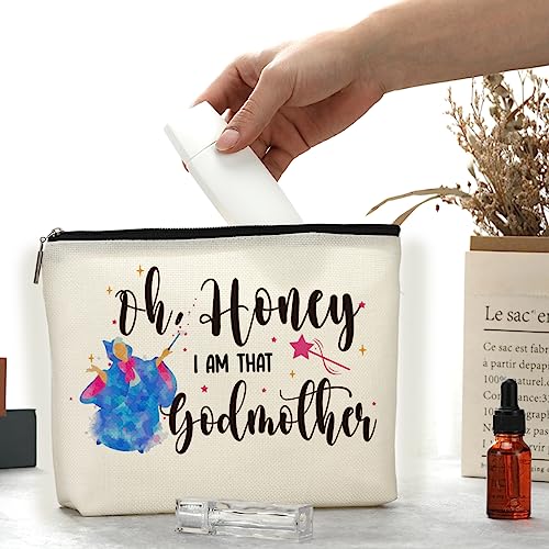 Decohim Makeup Bag Cosmetic Bag for Women Funny Godmother Gift Godmother Proposal Pregnancy Announcement Birthday Wedding Mothers Day Christmas Gifts for Godmom Fairy Fans I'm That Godmother3