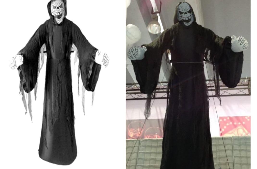 Selbstaufblasendes Skelett mit Kutte, 200 cm, Halloween Deko, Halloween Bastelideen, Halloween Party, Gespenst, Spuk, Geist.