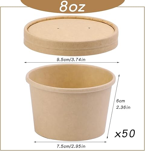 Miniatura 9 de Huaiid Vasos de papel para helado de 12 onzas, cuencos de postre desechables, vasos de papel para sopa caliente, postres, helados, yogur helado (50