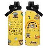 WWHSAI Bus Drivers Appreciation Gifts for Men Women, School Bus Driver Gifts Back to School Gift, Christmas Gift for Retired Driver Water Bottle 32oz