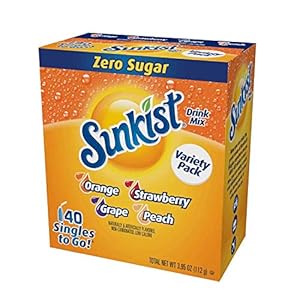 Sunkist Singles to Go Drink Mix Variety Pack, Sugar Free – 40 Sticks