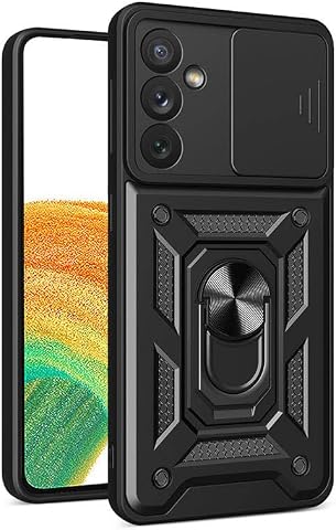 Zore Galaxy ile uyumlu A34 Kılıf Magnetik Standlı Kamera Korumalı Zore Sürgülü Vega Kapak Siyah
