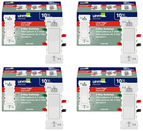 Image of Leviton Lever Edge 15 Amp 3-Way Rocker Switch, E5603-MW, White | (Pack of 40)