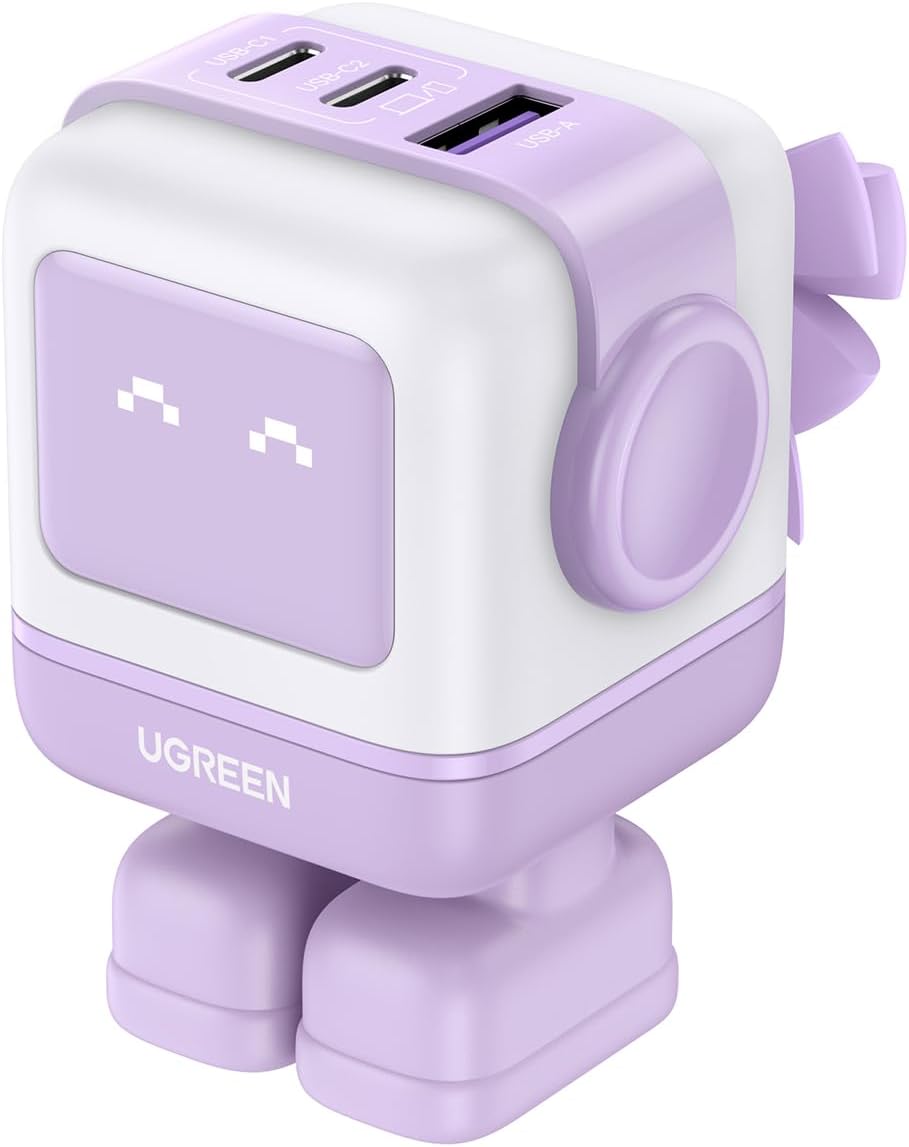 UGREEN Uno Charger, 65W Rapid Charger, USB-C x 2 and USB-A x 1, Supports PD/PPS/QC4+/SCP Standards, Compatible with MacBook Air/iPad Pro/iPhone 7-8 Series/Galaxy S23-S10 Series/Xperia Series/Pixel