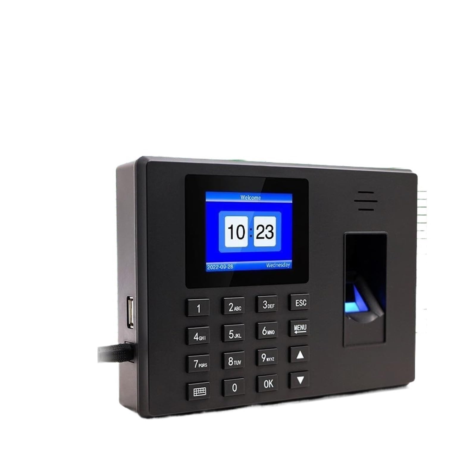Máquina biométrica de Asistencia a empleados máquina de Asistencia electrónica Huella Digital + contraseña Unidad Flash USB para pequeñas Empresas