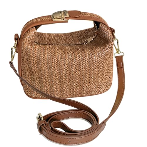 Sac à bandoulière de paille pour femmes et sac de plage bohème à fermeture éclair