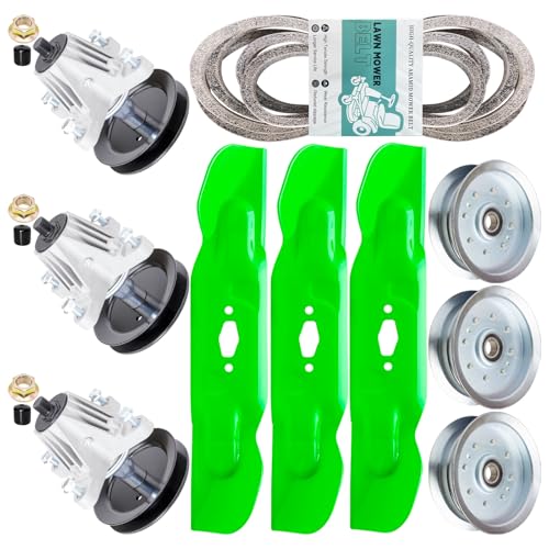 UIOWJC Deck Rebuild Kit for 50 Deck Mower Cub Ca det ZT1-50 ZT2-50 Fab Z5600 3 Spindle 618-09256 618P09256 3 Blades 742-05094 742P05094 1 Belt 754-05078 3 Idler GY20629 GY22082