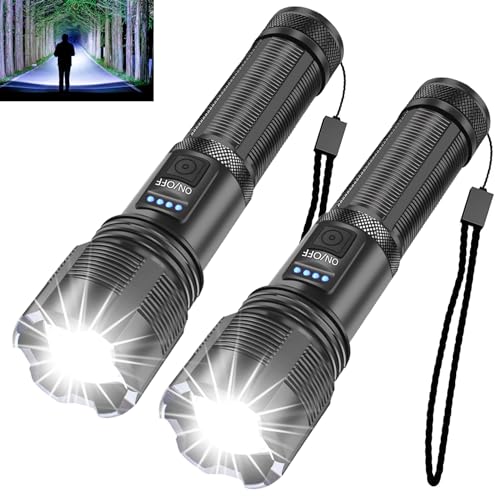 Northlet Rechargeable Flashlights 10000 High Lumens, Mini Handheld Flashlights with 3000mAh Battery, 5 Modes, Zoomable, IPX8 Waterproof, USB Tactical Flashlights for Emergencies, Camping, Dog Walking