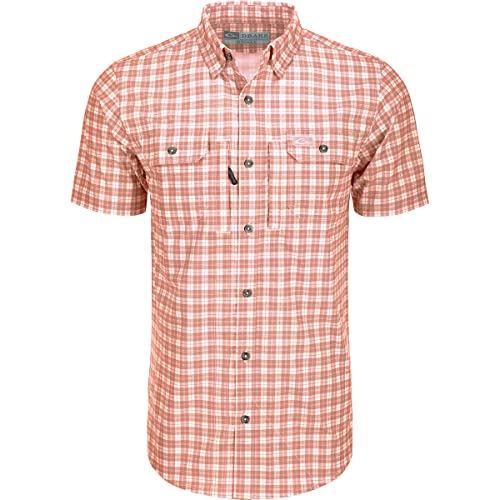 Drake DS2225-PPL-2 Hunter Creek Check Plaid Shirt S/S Peach Pearl Medium