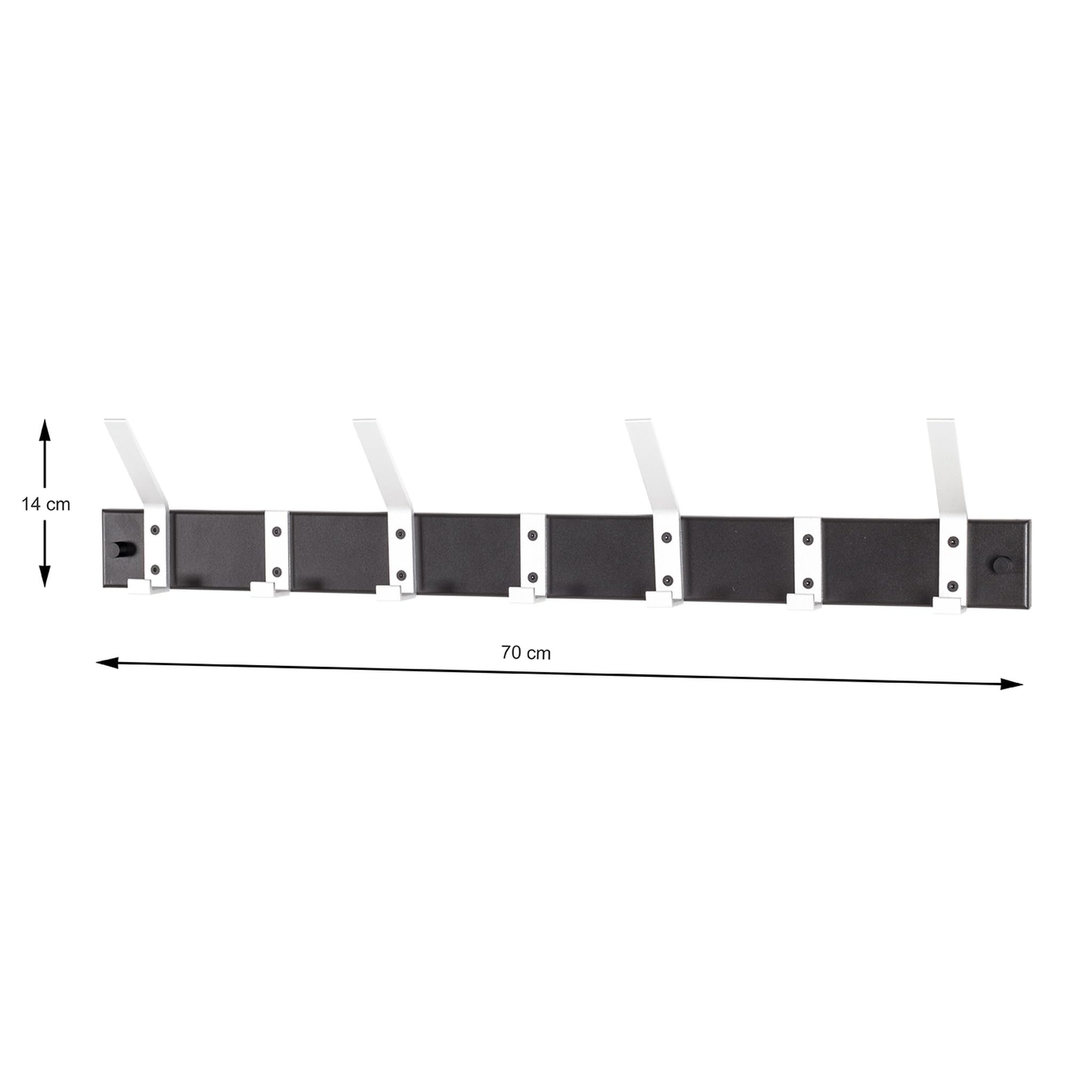 HAKU patère Murale alu, Noir, Aluminium, métal - Dim.: L 70 cm x H 14 cm x P 8 cm, Style: Modern