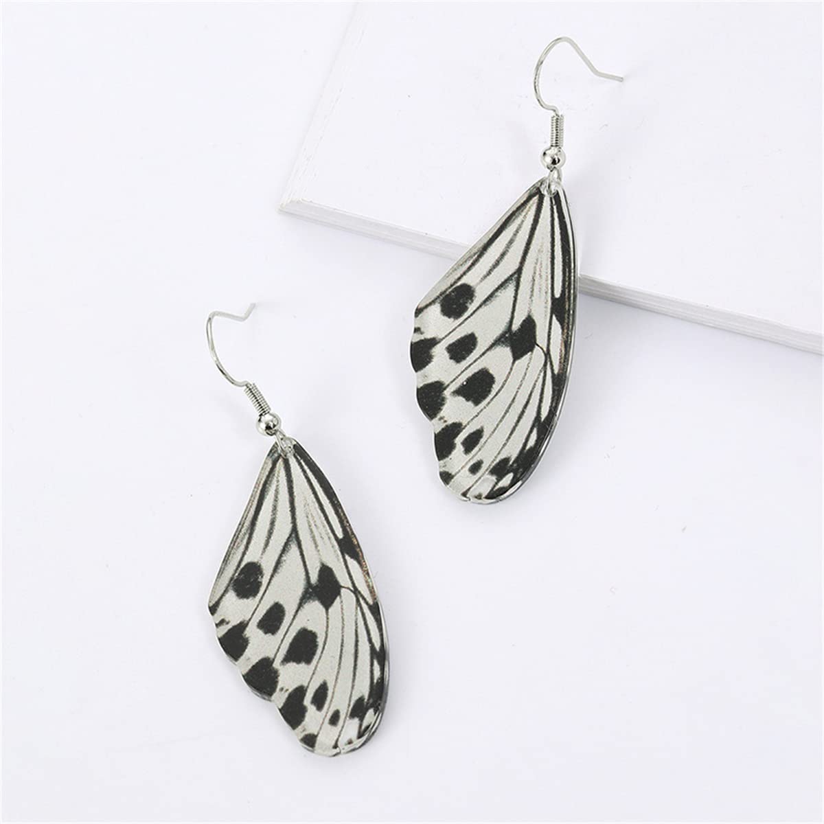 Moth Butterfly Earrings.Punk Insect Drop Earrings Color Acrylic Moth Wing Earrings Statement Black Earrings Party Jewelry for Women: White