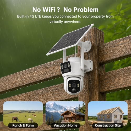 Image of ELYSOO Dual Lens 4G LTE Cellular Security Camera, 2K HD Video, No WiFi Needed, 360 View Camera with Night Vision, Easy to Install, PIR Alarm, Built-in SIM Card(Supports Verizon /AT&T /T-Mobile) - White