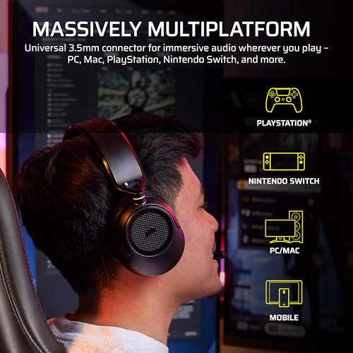 Image of CORSAIR HS35 v3 Wired Gaming Headset with Mic - PC /PS5 /PS4 /Switch /Xbox /Mac, Lightweight Comfort, 3.5mm - Carbon