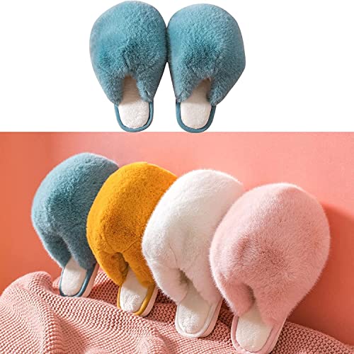 Women's Plush Ball Warm Slippers, Cute Fluffy Furry Slippers Women White Pink, Winter Rabbits Fur Slippers, Anti-Slip Soft Bottom Cotton Slippers, for Home Indoor Outdoor3