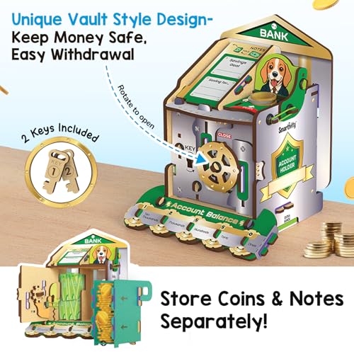 Image of Smartivity DIY Piggy /Money Bank for Kids Ages 6-12 Years | Smart Locking System with 2 Keys I Stores Notes & Coins I Build Savings Skills in Kids I Birthday Gift for Boys & Girls 6,7,8,9,10,11,12