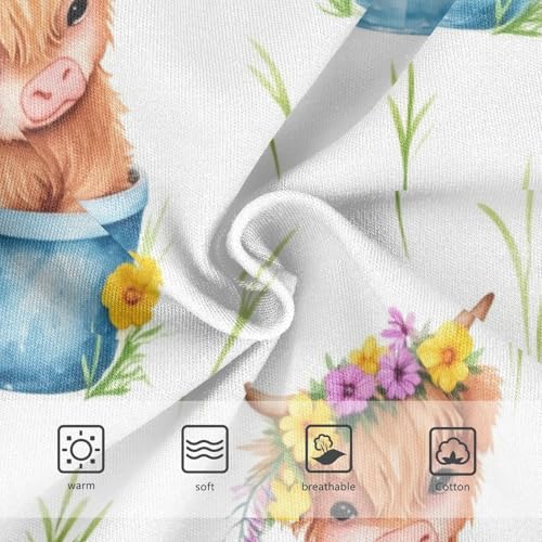 Joisal Cute Highland Cow Cartoon Panties Little Girl Toddlers Underwear Floral Cotton Fun Print Briefs Undies Kids 2t3