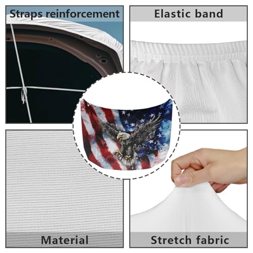 Image of American Flag Eagle Print Car Hood Cover Weather-Resistant Automotive Hood Covers Elastic Fabrics Car Bonnet Banner Outdoor Indoor Foldable Protective Cover, 4th of July