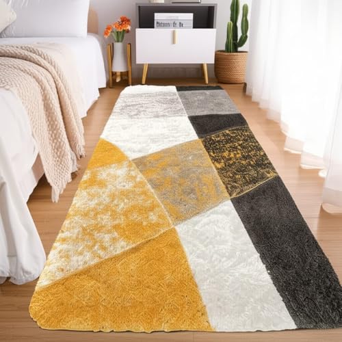 Image of Carpet for Hallway, Kitchen, and Modern Interiors, Cozy Shag Runner for Living Room, Entryway & Office Decor Size 1.5x3 feet Yellow Mix