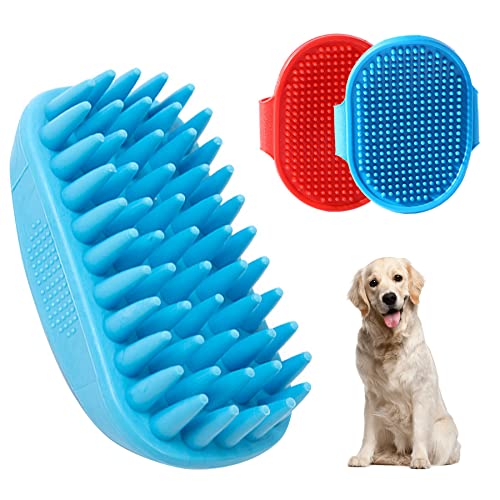 Pet Bath & Massage Brush by Cearstie - Great Grooming Comb for Shampooing and Massaging Dogs, Cats, Small Animals with Short or Long Hair - Soft Rubber Bristles Gently Removes Loose & Shed Fur from your Pet